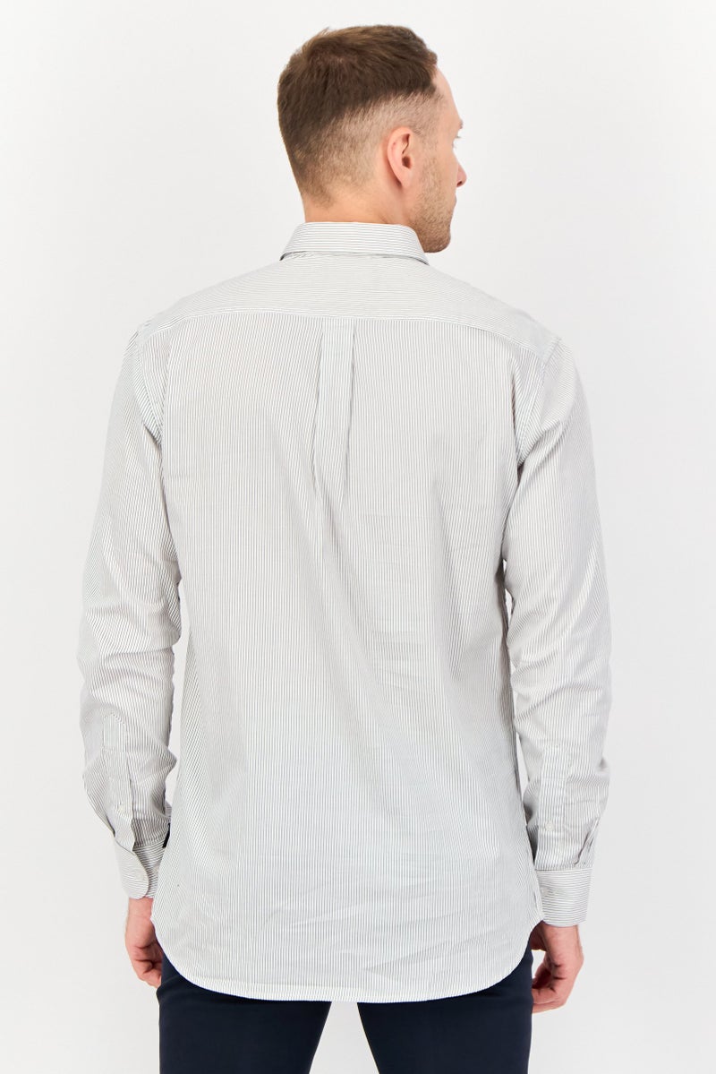 Kenneth Cole Men Regular Fit Stripe Long Sleeve Casual Shirt, Multicolor  - Image 3