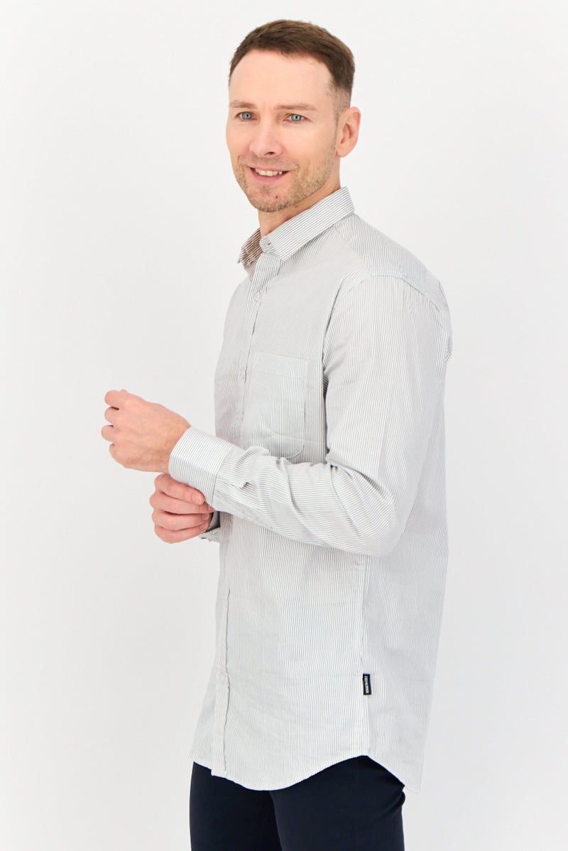 Kenneth Cole Men Regular Fit Stripe Long Sleeve Casual Shirt, Multicolor  - Image 2