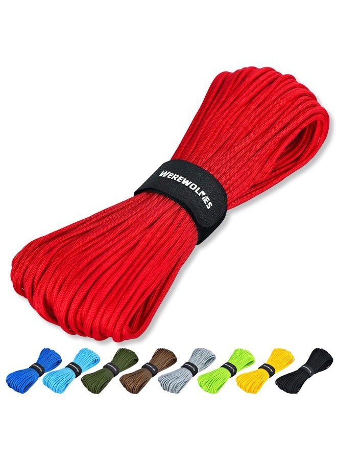 WEREWOLVES Paracord Rope, 7 Strand Type III Parachute Cord 4mm 100ft / 200ft for Crafting, DIY Projects, Survival Bracelets (Red, 100 ft) - Image 1