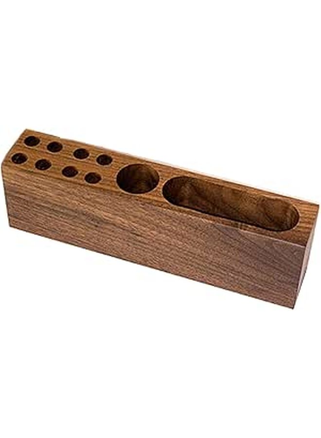 Acacia Wood Desk Organizer Pen Holder Business Card Storage Rustic Design - Image 1