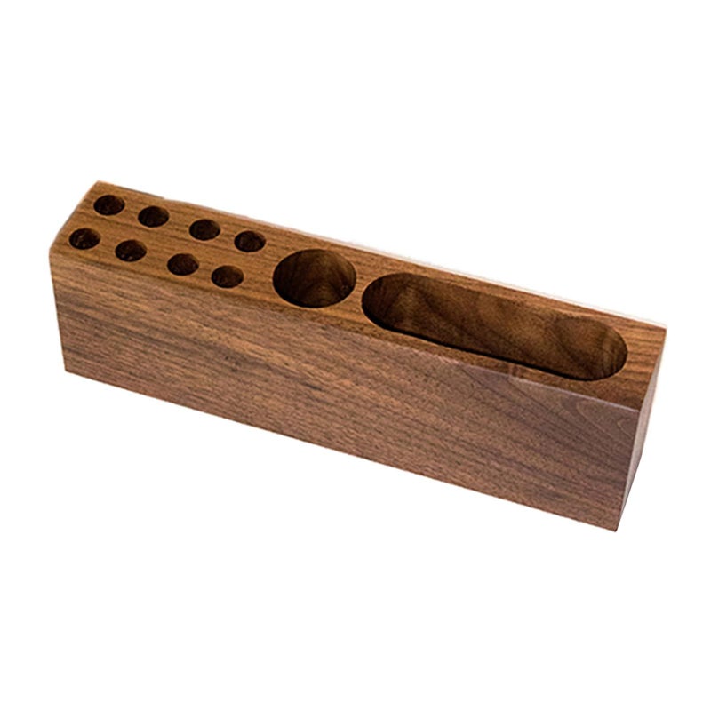 Acacia Wood Desk Organizer Pen Holder Business Card Storage Rustic Design - Image 2
