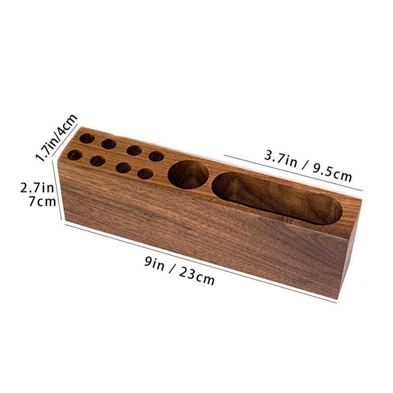 Acacia Wood Desk Organizer Pen Holder Business Card Storage Rustic Design - Image 3