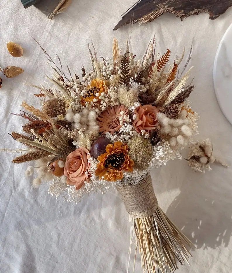 Bluejw Dry Flower Bouquet - Preserved Dried Flowers Plants Wedding Decor, Small Pampas Grass Gift, Natural Dried Plant Arrangement - Image 2