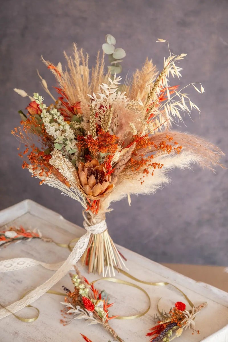 Bluejw Dry Flower Bouquet - Preserved Dried Flowers Plants Wedding Decor, Small Pampas Grass Gift, Natural Dried Plant Arrangement - Image 3