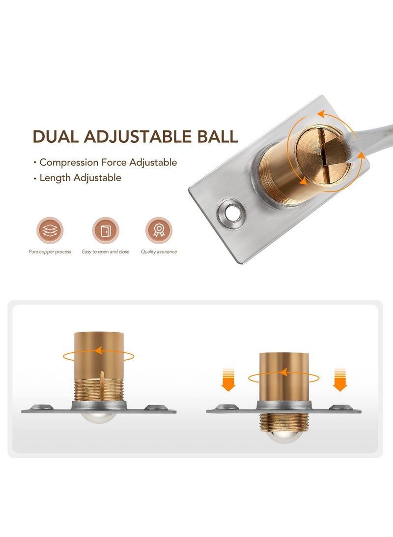 SOLARAE Closet Door Ball CatchHardware Stainless Steel Catch Adjustable with Strike Plate Solid Brass Body 4 Pack Silver - Image 3