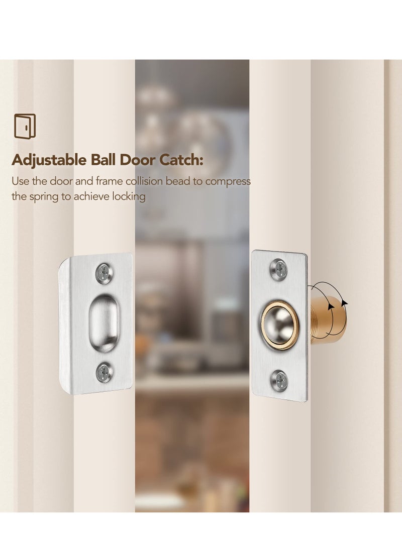 SOLARAE Closet Door Ball CatchHardware Stainless Steel Catch Adjustable with Strike Plate Solid Brass Body 4 Pack Silver - Image 2