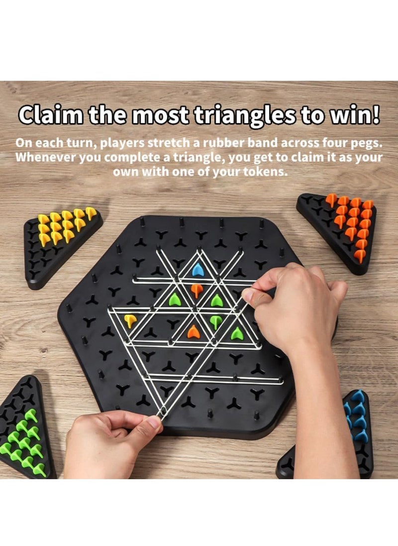 MissTiara - KUNJIANG TOYS Rubber Band Game, Chain Triangle Chess, Chain Triangle Chess Game, Triangle Chess Game,Strategy Board Game For Family Game Nights For 2-4 Players - Image 1