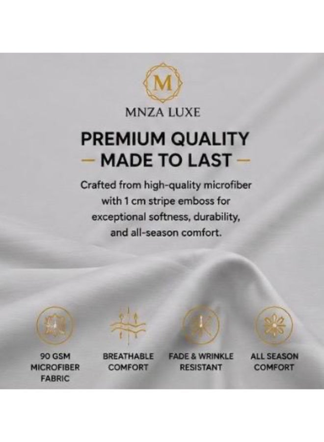 طقم ملاءة سرير مطاطية سادة من الألياف الدقيقة الفاخرة من MNZA LUXE، ملاءة مطاطية واحدة + غطاءا وسادة | ناعم للغاية، قابل للتهوية، مقاوم للتجاعيد | لون رمادي فاتح - Image 5