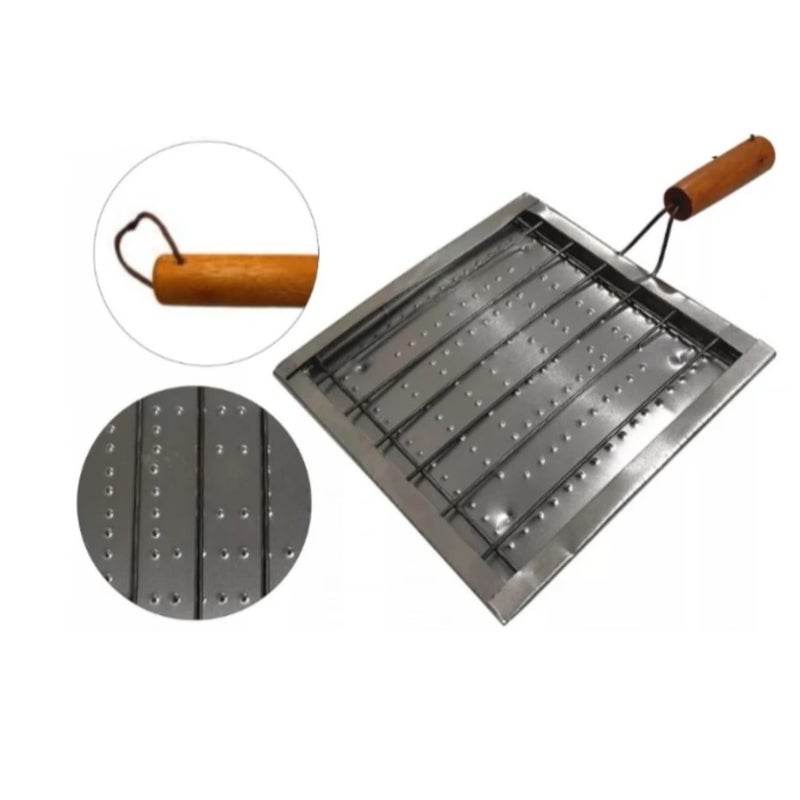 Snevad Snevad Stainless Steel Square Wire Roaster Wooden Handle, Roasting Net Roti Jali, Roti Grill, Papad Grill Chapati Grill Square Roasting Papad Net Outdoor Toaster Cooking Rack for Chicken [34x21x2 CM] - Image 4