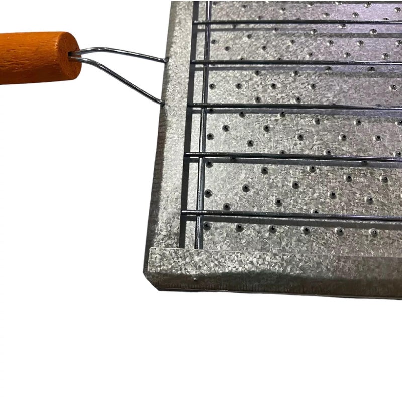 Snevad Snevad Stainless Steel Square Wire Roaster Wooden Handle, Roasting Net Roti Jali, Roti Grill, Papad Grill Chapati Grill Square Roasting Papad Net Outdoor Toaster Cooking Rack for Chicken [34x21x2 CM] - Image 2
