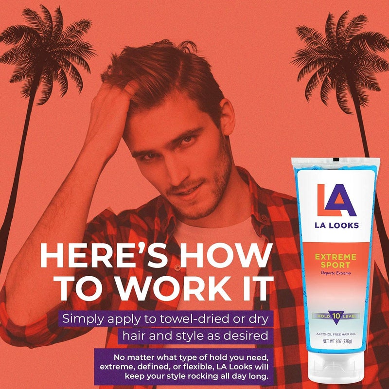 L.A. Looks LA Looks Absolute Syling Hair Gel - Extreme Sport - 8 Oz - Hold for High Performance Activity - Controls Hair In High Humitiy - Safe for Color-Treated Hair - Image 5