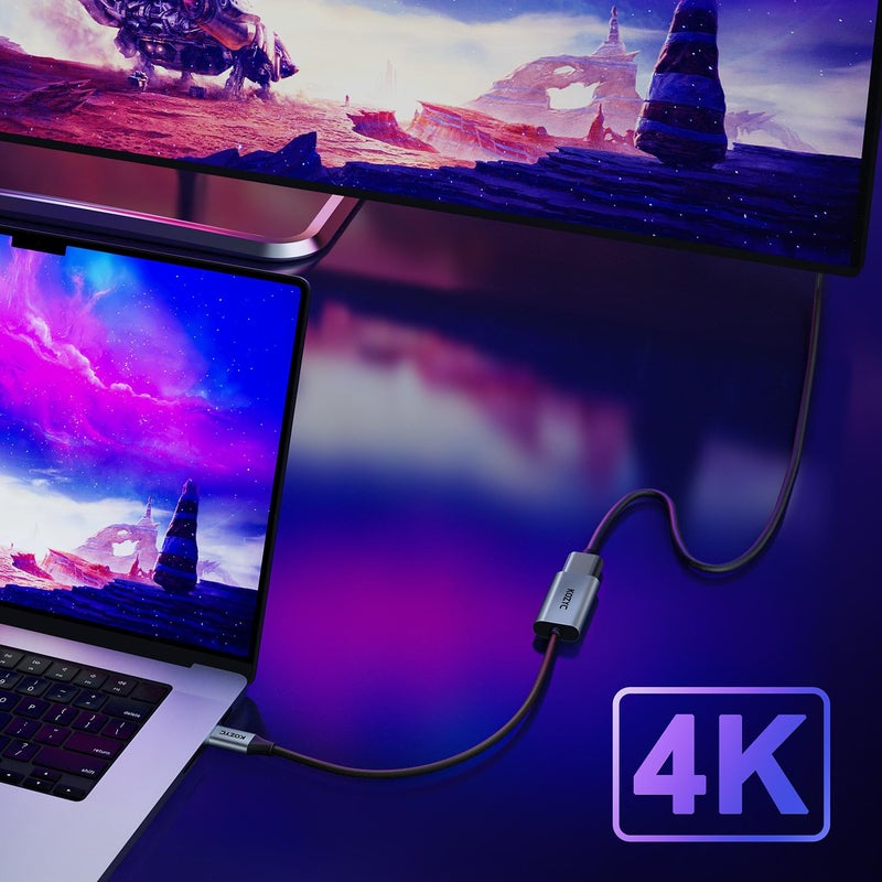 KOZYC USB C to HDMI 4K Adapter, Type-C to HDMI Converter, Compatible with Thunderbolt 3, DP 1.2/1.4 alt Mode Support 4K 30Hz, 3D, Copy & Extended Display for Laptop, MacBook Pro, UHDTV, etc - Image 3