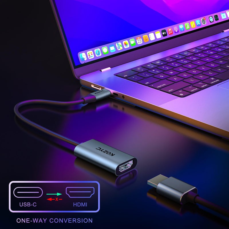 KOZYC USB C to HDMI 4K Adapter, Type-C to HDMI Converter, Compatible with Thunderbolt 3, DP 1.2/1.4 alt Mode Support 4K 30Hz, 3D, Copy & Extended Display for Laptop, MacBook Pro, UHDTV, etc - Image 2