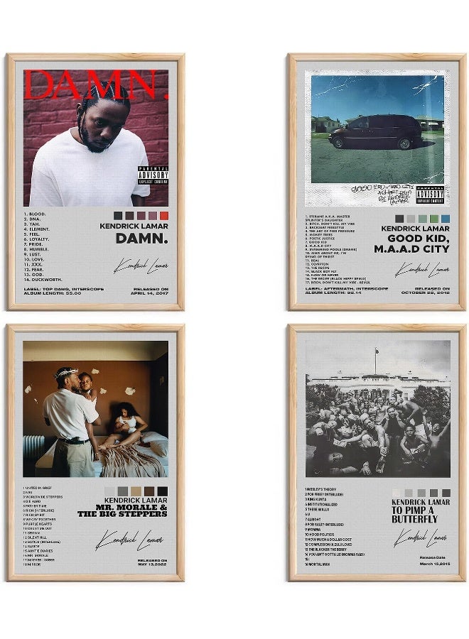 EMODA Kendrick Lamar Canvas Poster Set of 4, Hip-Hop Music Album Cover Art, Signed Limited Edition, Unframed, 8x12 inch - Image 1