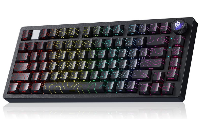 LEOBOG HI75C Pro Mechanical Wireless Keyboard 75 TKL RGB Backlit Buletooth Mechanical Keyboard with Hot Swappable Reaper Switch for MACWindowAndriodPC Gaming Turquoise Switch Black