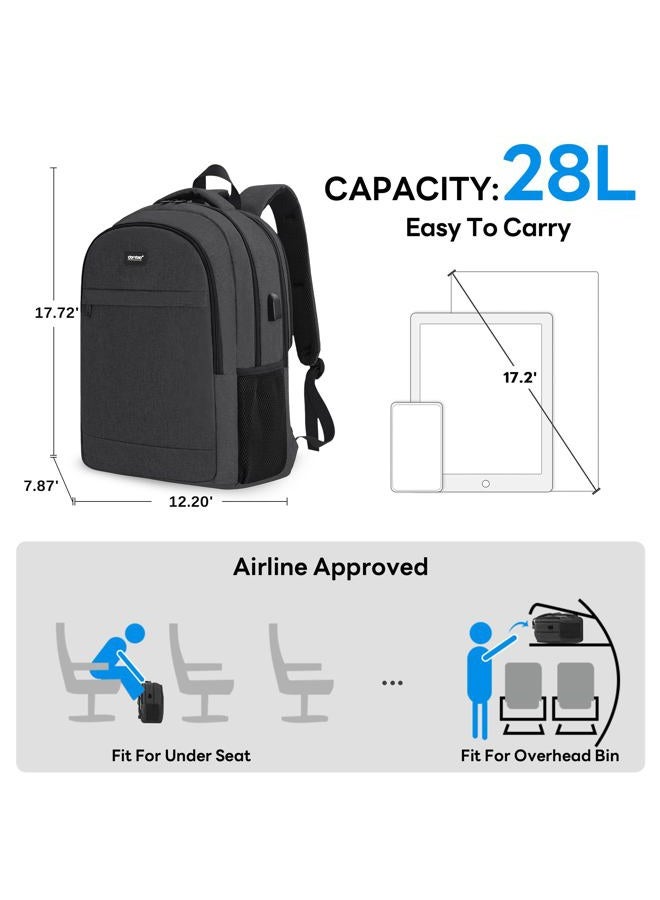 TANTOMI Laptop Backpack for Travel, Large Anti-theft Travel Laptop Backpack with USB Charging Port for Women Men, Black - Image 4