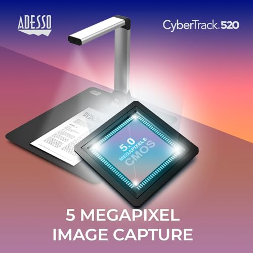 Adesso 5 Megapixel Document Camera for Teacher Scanner with Multi-Language OCR Text Recognition Real-time Projection, Video Recording, Foldable & Portable Cybertrack 520 - Image 2