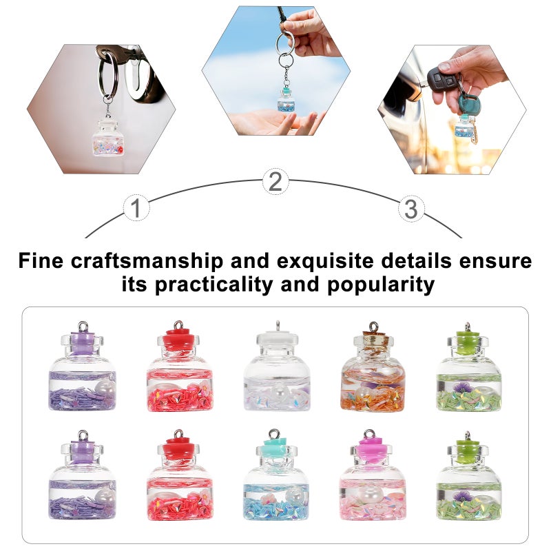 15pcs Tea Bottle Charms Glass Bottle Pendants Wishing Bottle Pendants - Image 5