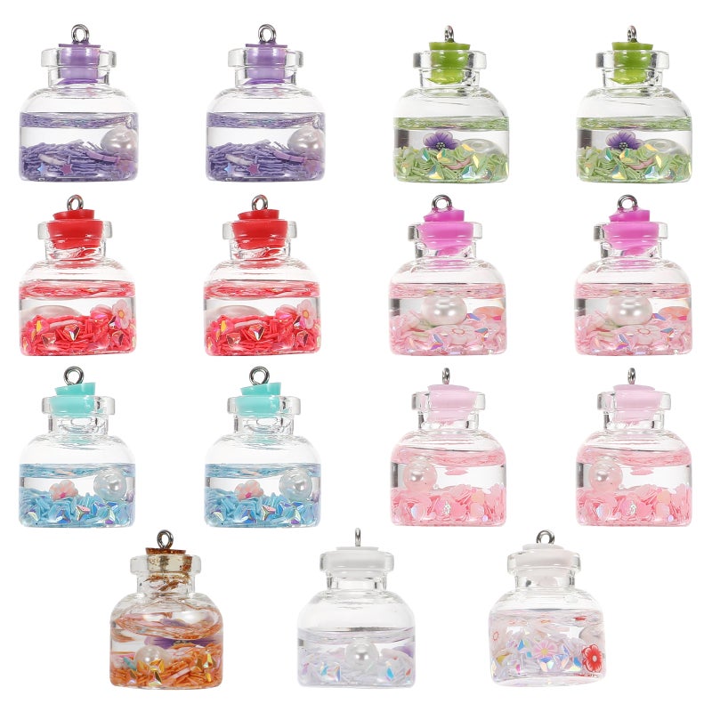 15pcs Tea Bottle Charms Glass Bottle Pendants Wishing Bottle Pendants - Image 1