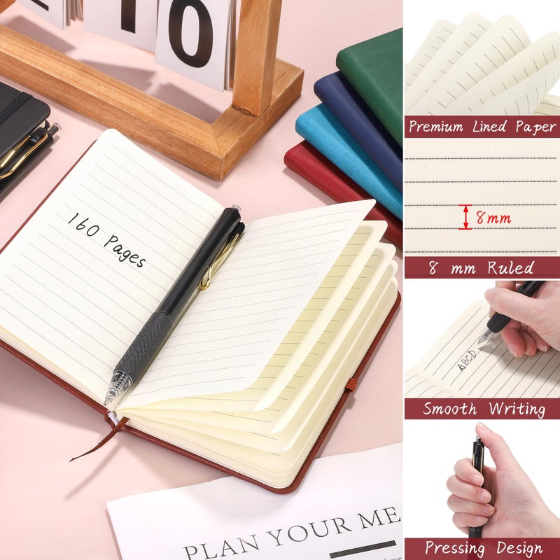 Aodaer 50 Sets Pocket Notebook Journal with Pens, 160 Pages, 3.5 x 5.5 Inch Mini Lined Journal Notebook A6 Leather Hardcover College Ruled Notepad with Pen Holder for School Office, Deep Multicolor - Image 4