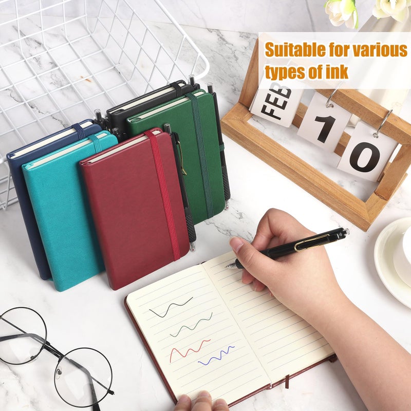 Aodaer 50 Sets Pocket Notebook Journal with Pens, 160 Pages, 3.5 x 5.5 Inch Mini Lined Journal Notebook A6 Leather Hardcover College Ruled Notepad with Pen Holder for School Office, Deep Multicolor - Image 5