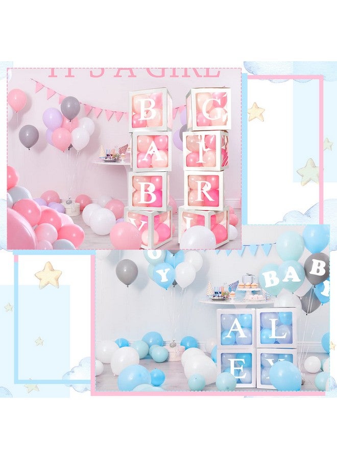 Geyee 8 Pieces Balloon Box Decoration, Transparent Block with 78 Letters/ 3-Sets of A-Z for Halloween Decor Bride Shower, Baby Shower, Christmas Halloween Supplies, Birthday Boxes(White) - Image 3
