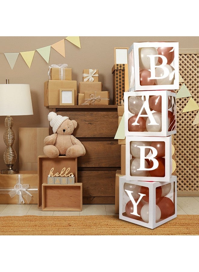 Geyee 8 Pieces Balloon Box Decoration, Transparent Block with 78 Letters/ 3-Sets of A-Z for Halloween Decor Bride Shower, Baby Shower, Christmas Halloween Supplies, Birthday Boxes(White) - Image 4