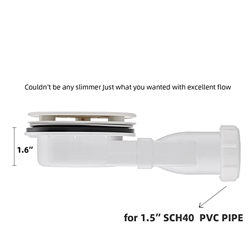 mucol Low Profile Shower Drain Chrome Plated ABS Shower Tray Siphon Slim Drain 90mm 36 L/min Water Flow, Low Profile p Trap Side Drain - Image 3