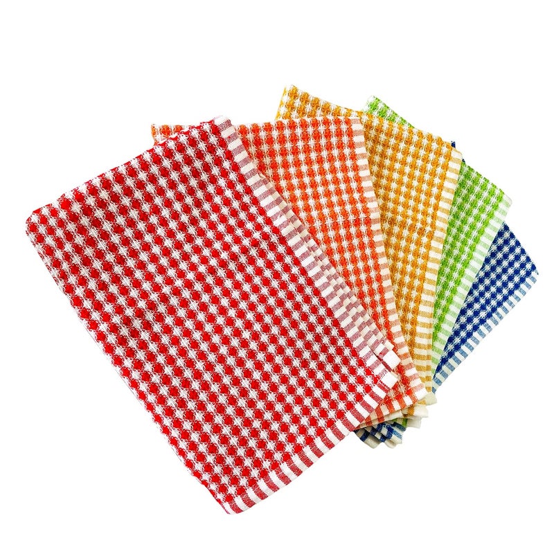 Florina Kitchen Towel | Cotton Rich Hand Towel Set | Quick Absorbent | Cleaning Napkin | Multi Purpose Cleaning Cloth | 31 x 48 Cm | Mini Honey Comb Weave | Multi Colour | Hanger Pack (Set of 5) - Image 3