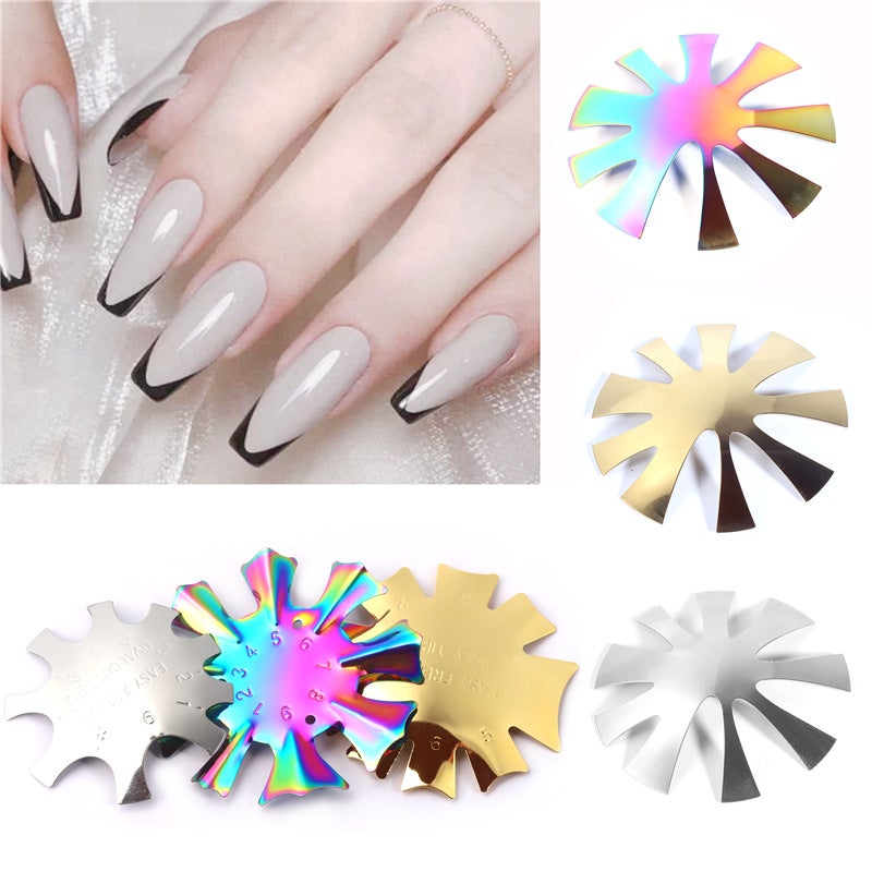 New Nail Art French Molding Template V-Shaped Stainless Steel Plate Potherapy Crystal Nail Production Modeling Template - Image 2