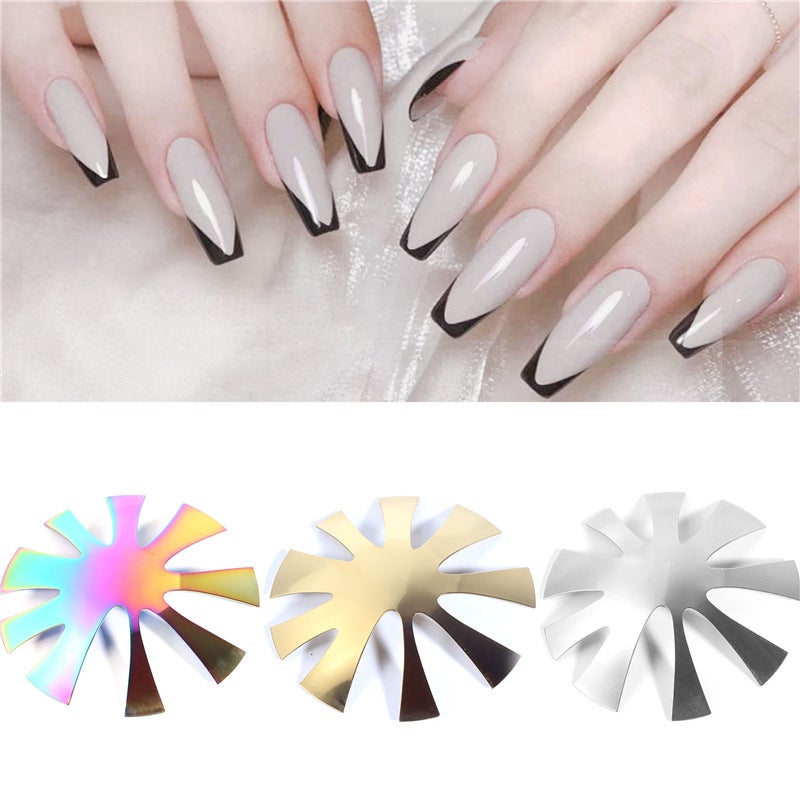New Nail Art French Molding Template V-Shaped Stainless Steel Plate Potherapy Crystal Nail Production Modeling Template - Image 3