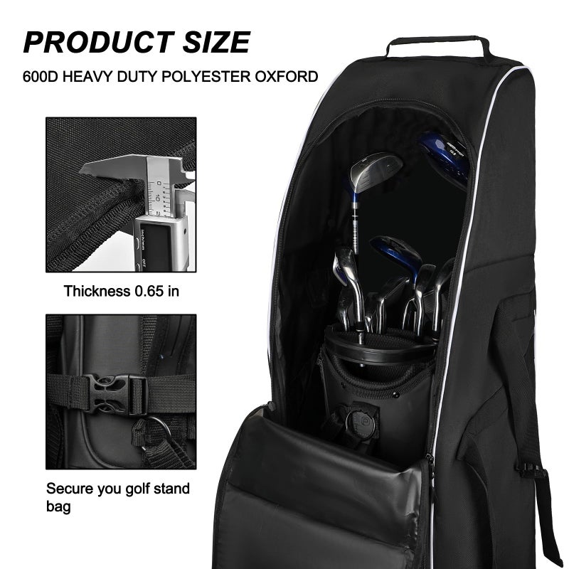 Goloni Golf Travel Bag with Wheels for Airlines, Heavy Duty Golf Club Travel Case, Water Resistant Golf Bag Cover for Air Travel, Portable Foldable Golf Luggage for Men Women - Image 5
