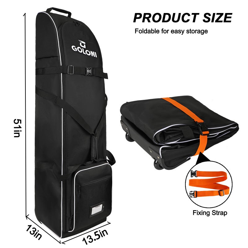 Goloni Golf Travel Bag with Wheels for Airlines, Heavy Duty Golf Club Travel Case, Water Resistant Golf Bag Cover for Air Travel, Portable Foldable Golf Luggage for Men Women - Image 2