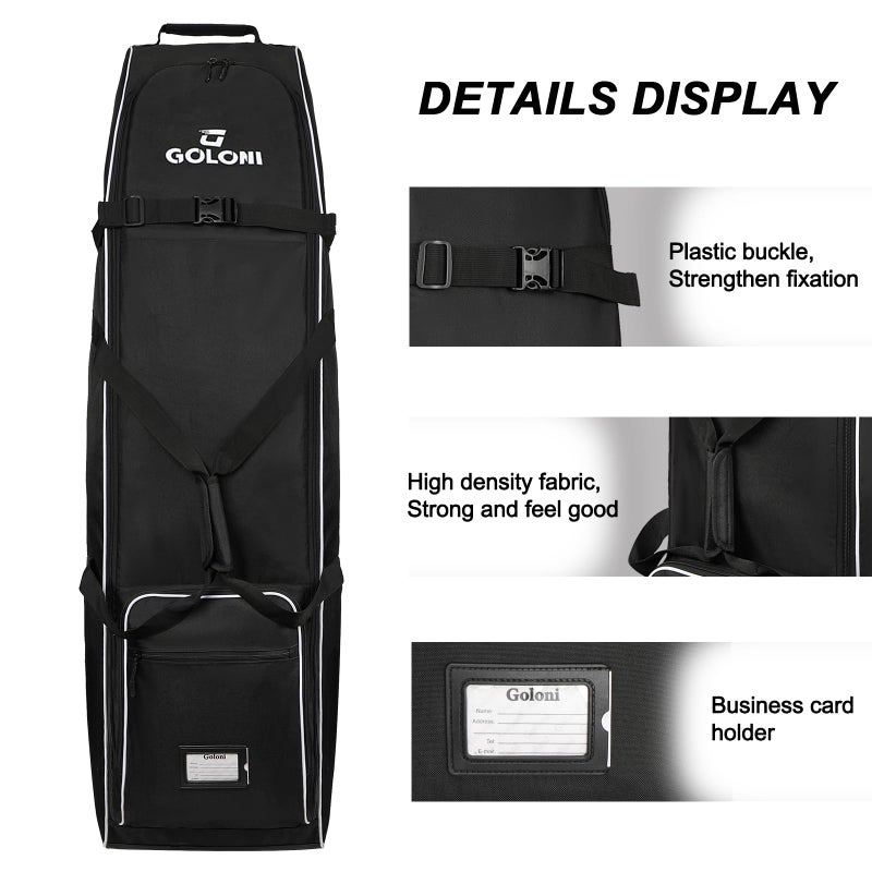 Goloni Golf Travel Bag with Wheels for Airlines, Heavy Duty Golf Club Travel Case, Water Resistant Golf Bag Cover for Air Travel, Portable Foldable Golf Luggage for Men Women - Image 3