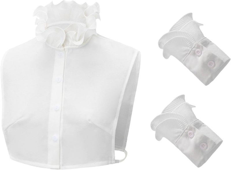 Women Detachable False Lace Mock Neck for Dress Apparel Sweaters Shirt Girls, White, 42cm - Image 1