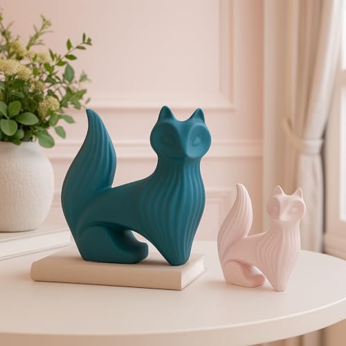 LADROX Wise Fox Statues for Home Decor | Resin Figurine - (Set of 2, Multicolor) - Image 5