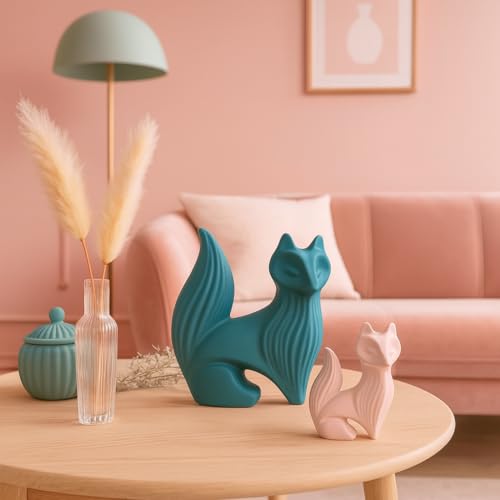 LADROX Wise Fox Statues for Home Decor | Resin Figurine - (Set of 2, Multicolor) - Image 4