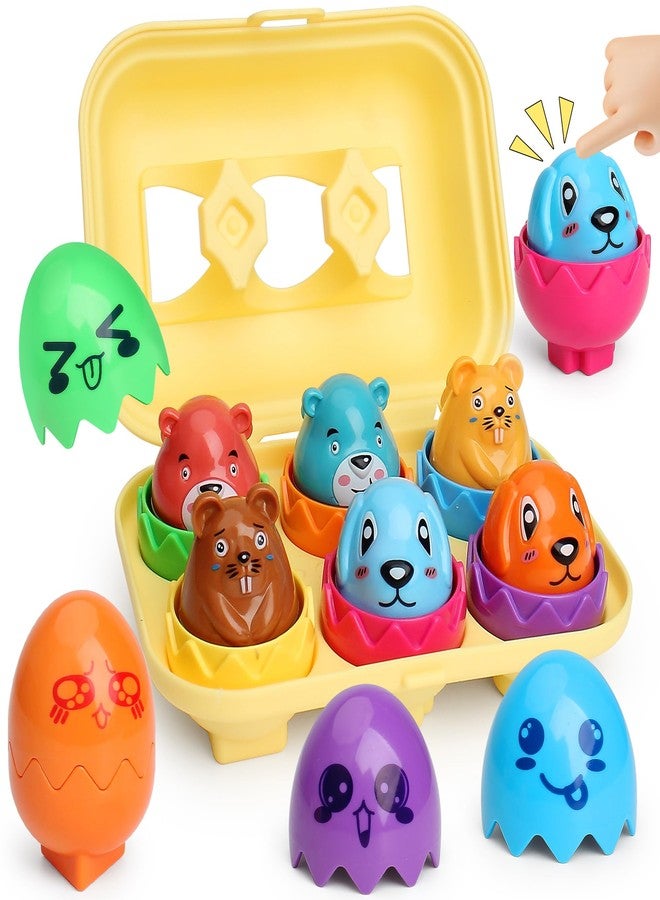 MOONTOY Matching Eggs Toy for Toddlers 1-3, Montessori Geometric Eggs Set, Easter Basket Stuffers for Toddlers, Educational Shape & Color Sorting Toys for 1 2 3 Year Old Girl Boy Baby - Image 1