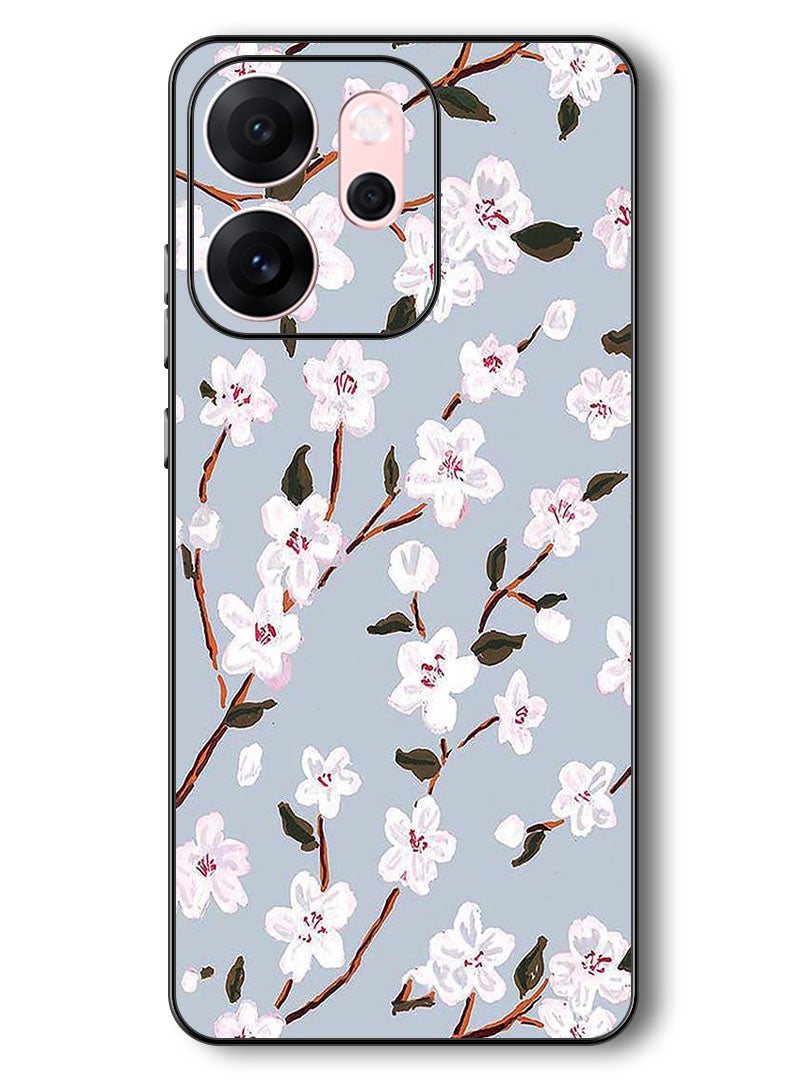 Theodor Case Compatible with Oppo Reno 14 F 6.57 Inch Protection Shockproof Bumper Cover White Flower - Image 1