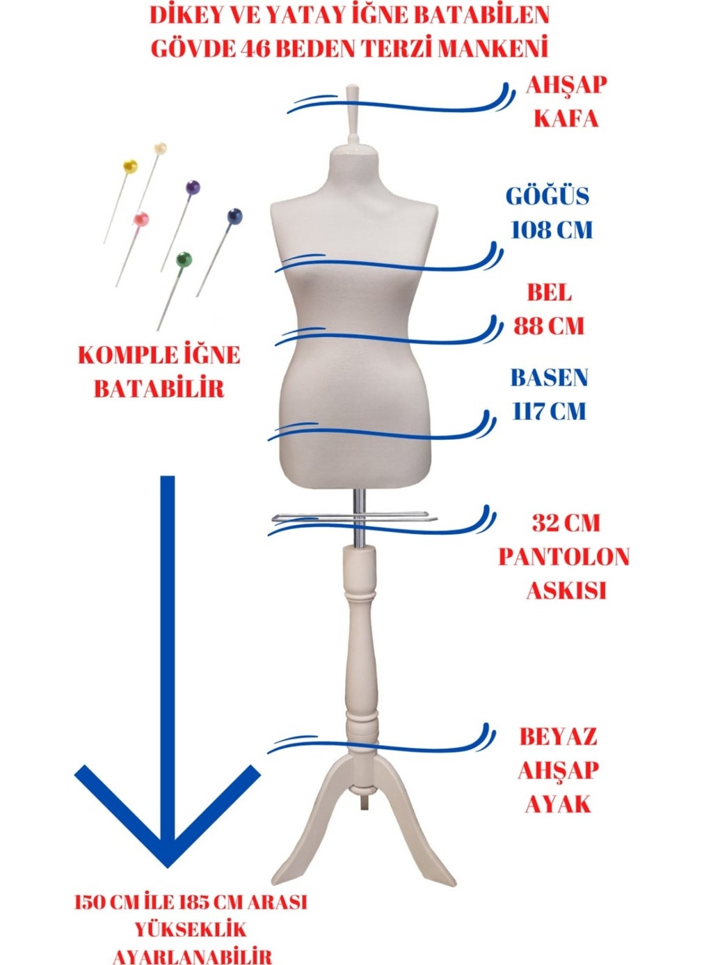 Mannequin Istanbul Sponge Needle Penetrating Size 46 White Fabric Wooden White Feet Tailor Mannequin Rehearsal Mannequin - pzsku/ZDFF33AE36AD0541784AEZ/45/_/1728061645/b16d574f-cb5d-49cb-93b6-7e3329f77147