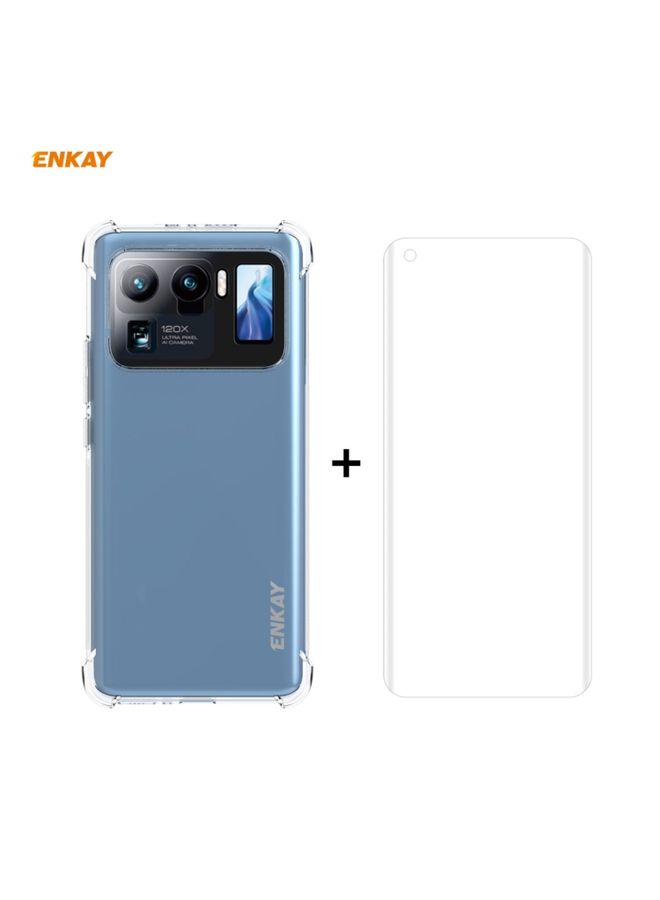 HuHa Case Cover For Xiaomi Mi 11 Ultra Hat-Prince ENKAY Clear TPU Shockproof Case Soft Anti-slip Cover + 3D Full Screen PET Curved Hot Bending HD Screen Protector Soft Film Support Fingerprint Unlock