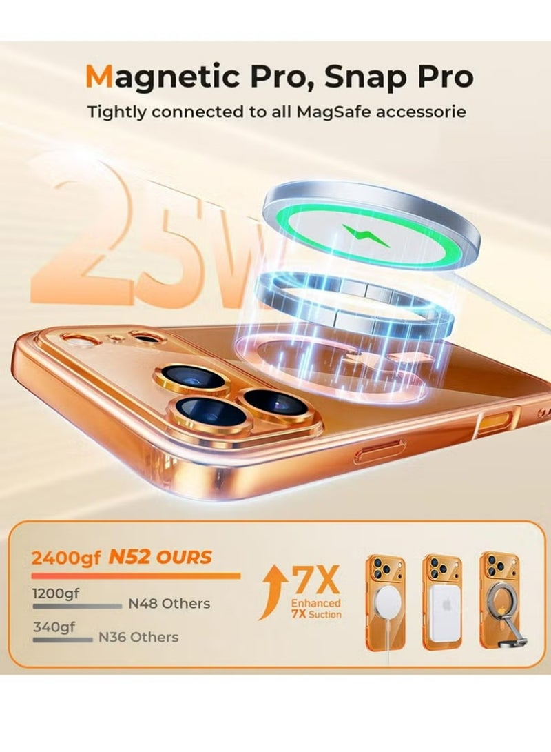 بولوز المغناطيسي لآيفون 17 برو حالة واضحة، متوافقة مع MagSafe، مدمجة في كاميرا عدسة حماية، ناعمة رقيقة غطاء حالة الهاتف - Image 4