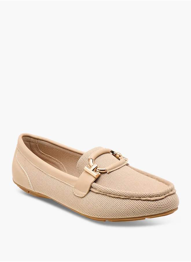 لو كونفورت Textured Slip-On Loafers with Metal Trim