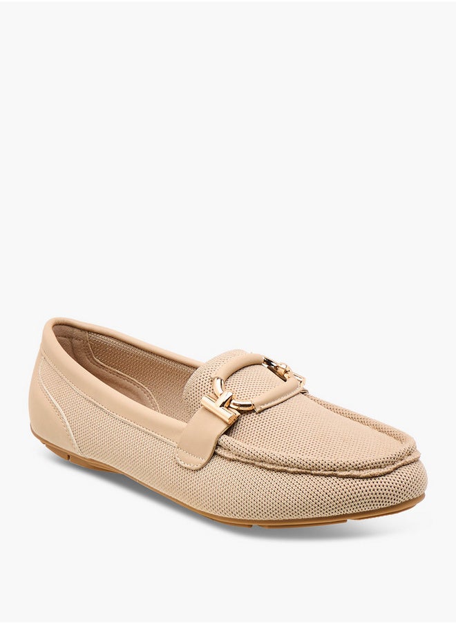 Le Confort Textured Slip-On Loafers with Metal Trim  - Image 2