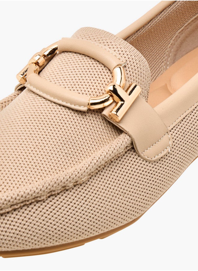 Le Confort Textured Slip-On Loafers with Metal Trim  - Image 4