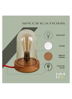 Daamudi Desk Retro Lamp, Wooden Vintage Table Decorative Night, By Daamudi  - Image 5