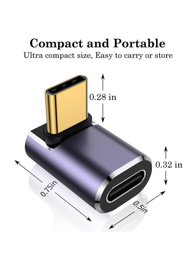 محول الزاوية اليمنى USB C قطعتين موصل USB C ذكر إلى أنثى 90 درجة مع 40 جيجابت في الثانية PD 100W 8K 60hz شحن فيديو متوافق مع Thunderbolt 4 MacBook Pro/Air Switch VR والمزيد من الأجهزة من النوع C