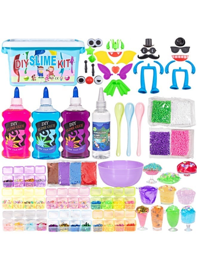 فلاي هسو مجموعة أدوات صنع السلايم للفتيات والأولاد لتخفيف الضغط العصبي لعبة أطفال فنية للأطفال حرفة فنية كريستالية شفافة من السلايم الكريستالي الشفاف هدايا للأطفال من سن 6 سنوات فأكثر - Image 1