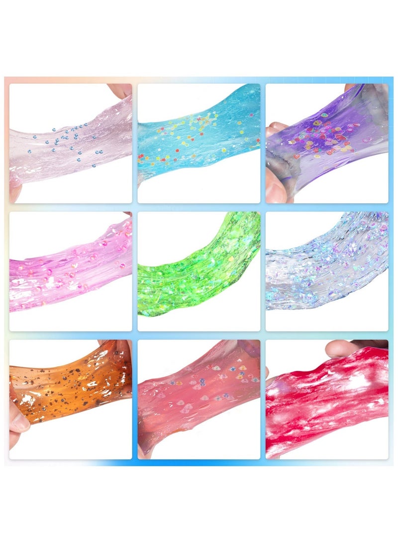 فلاي هسو مجموعة أدوات صنع السلايم للفتيات والأولاد لتخفيف الضغط العصبي لعبة أطفال فنية للأطفال حرفة فنية كريستالية شفافة من السلايم الكريستالي الشفاف هدايا للأطفال من سن 6 سنوات فأكثر - Image 3