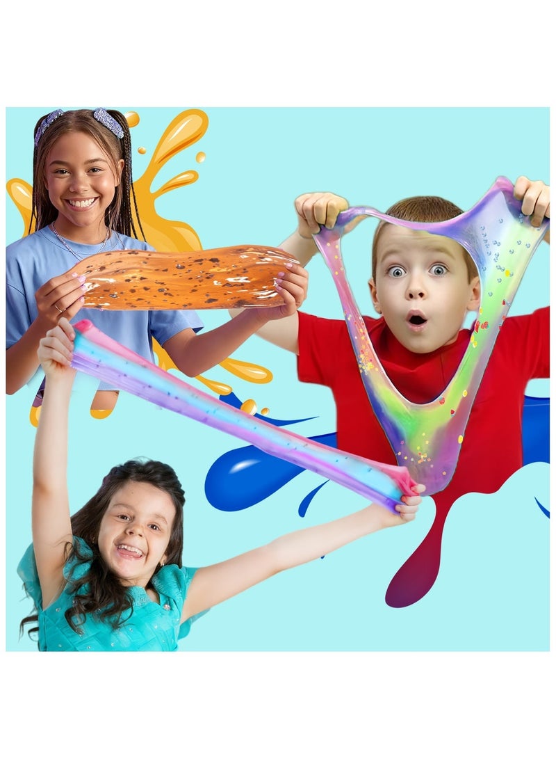 فلاي هسو مجموعة أدوات صنع السلايم للفتيات والأولاد لتخفيف الضغط العصبي لعبة أطفال فنية للأطفال حرفة فنية كريستالية شفافة من السلايم الكريستالي الشفاف هدايا للأطفال من سن 6 سنوات فأكثر - Image 2